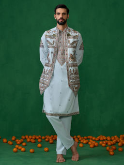 KALPRAAG - Ramayan Skyblue Kurta with Jacket and Pant