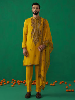 KALPRAAG - Arabic Haldi Kurta with Pant and Dupatta