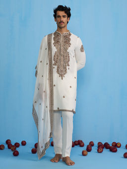 KALPRAAG - Arabic Ivory Kurta with Pant and Dupatta