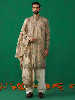 KALPRAAG - Bird Chiku Kurta with Patiyala and Dupatta