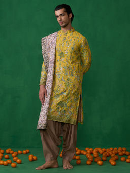 KALPRAAG - Bird Haldi Kurta with Patiyala and Dupatta