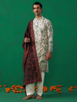 KALPRAAG - Bird Ivory Kurta with Patiyala and Dupatta