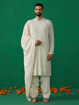 KALPRAAG - Cutdana Sky Kurta with Patiyala and Dupatta
