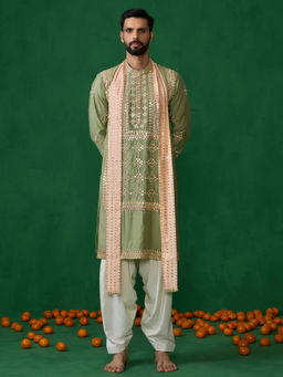 KALPRAAG - Darpan Green Kurta with Patiyala and Dupatta