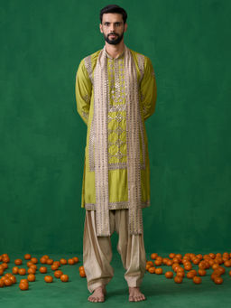 KALPRAAG - Darpan Neon Green Kurta with Patiyala and Dupatta