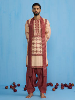 KALPRAAG - Darpan Peach Kurta with Patiyala and Dupatta