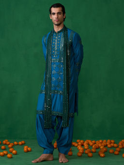 KALPRAAG - Darpan Teal Blue Kurta with Patiyala and Dupatta