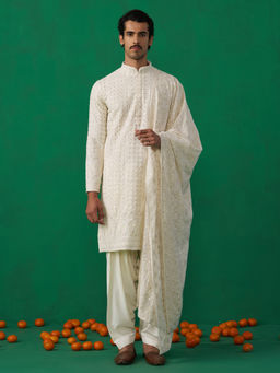 KALPRAAG - Sultan Ivory Kurta with Patiyala and Dupatta