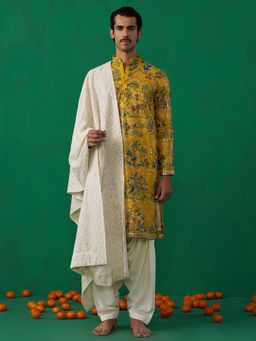 KALPRAAG - Swan Haldi Kurta with Patiyala and Dupatta