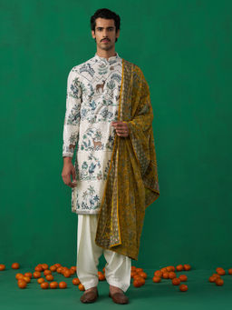 KALPRAAG - Swan Ivory Kurta with Patiyala and Dupatta