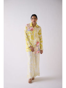 Basanti Kapde aur Koffee - Yellow Muslin Printed Co-Ord (Set of 2)
