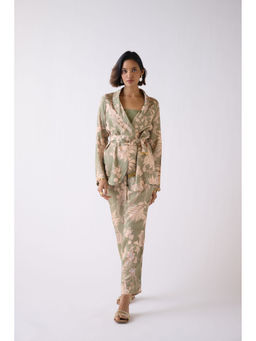 Basanti Kapde aur Koffee - Green Floral Print Co-Ord (Set of 4)