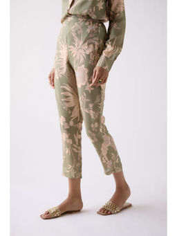 Basanti Kapde aur Koffee - Olive Straight Fit Printed Pant