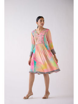Basanti Kapde aur Koffee - Multi Crepe Abstract Print Dress