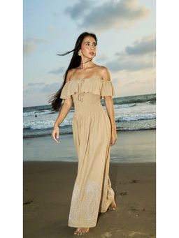 Essgee - Beige Aisley Embroidered Maxi Dress