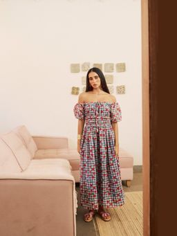 Essgee - Blue Chateau Checks Maxi Dress