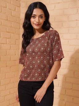 Fabindia - Red Cotton Printed Short Top