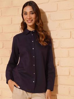 Fabindia - Purple Cotton Solid Regular Shirt