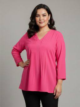 Qurvii - Women Pink Crepe Solid Top