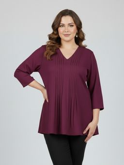 Qurvii - Women Wine Crepe Solid Top