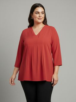 Qurvii - Women Rust Crepe Solid Top