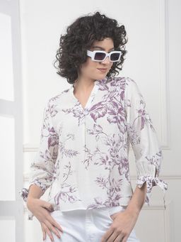 CRIMSOUNE CLUB - Women Purple Viscose Blend Floral Top