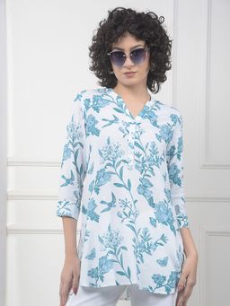 CRIMSOUNE CLUB - Women Green Viscose Blend Floral Top