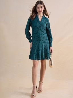 Femmella - Green Lace Mini Dress