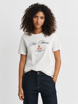 GANT - Women White Crest Printed T-Shirt