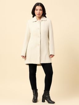 Cantabil - Women Cream Breathable and Soft with Color Fastness Regular Fit Long Coat