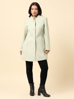 Cantabil - Women Green Breathable and Soft with Color Fastness Regular Fit Long Coat