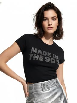 Outzidr - Black Studded Graphic T-Shirt