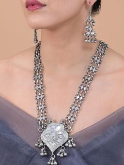 Designbox - Oxidised Silver Ethnic Long Necklace Set