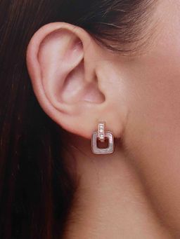 Kai Jewel - 925 Silver Rose Gold Radiant Square Drop Earrings