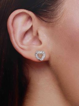 Kai Jewel - 925 Sterling Silver Heart-Shaped Baguette Stud Earrings