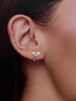 Kai Jewel - 925 Sterling Silver Dainty Bow and Star Drop Earrings
