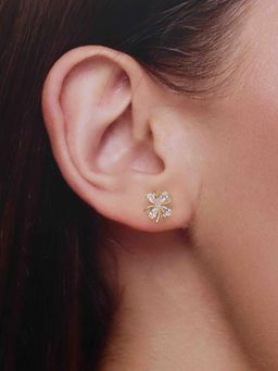 Kai Jewel - 925 Silver Gold Plated Dainty Crystal Flower Stud Earrings