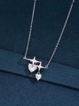 Kai Jewel - 925 Sterling Silver Forever Heart and Star Sparkle Necklace