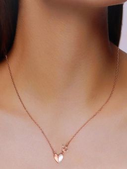 Kai Jewel - 925 Silver Rose Gold Plated Heart and Crown Pendant Necklace