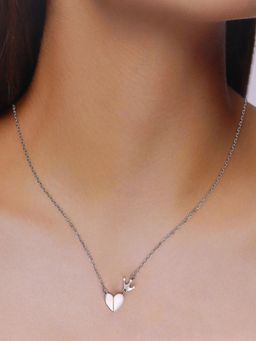 Kai Jewel - 925 Sterling Silver Heart and Crown Pendant Necklace