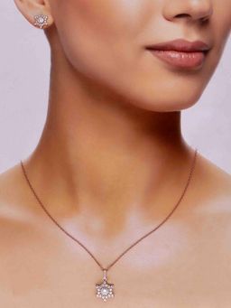 Kai Jewel - 925 Silver Rose Gold Snowflake Pendant Necklace Set