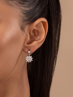 Voylla - Korean Bling Daisy Stone Studded Drops Earrings