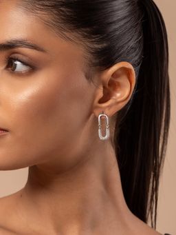 Voylla - Korean Bling Silver Spark Loop Drop Earrings