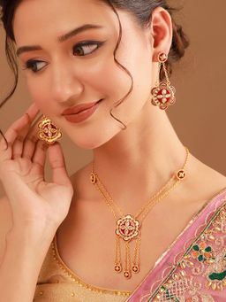 Voylla - Red Surkhphool Jewellery Set