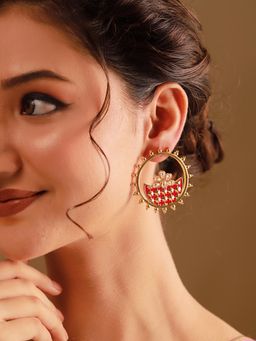 Voylla - Red Shahi Aabha Stone Drop Earrings