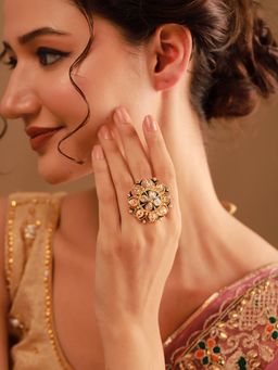 Voylla - Black Mandala Pushp Adjustable Ring