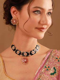 Voylla - Multi-Color Rajsi Phool Jewellery Set