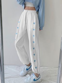 Outzidr - White Heart Printed Joggers