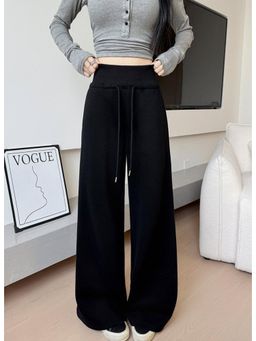 Outzidr - Black Baggy Fit Elasticated Drawstring Pant