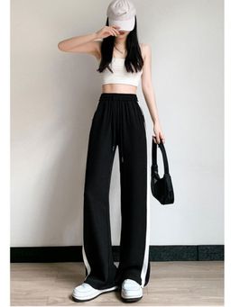 Outzidr - Black Contrast Stripe Elasticated Sweatpants